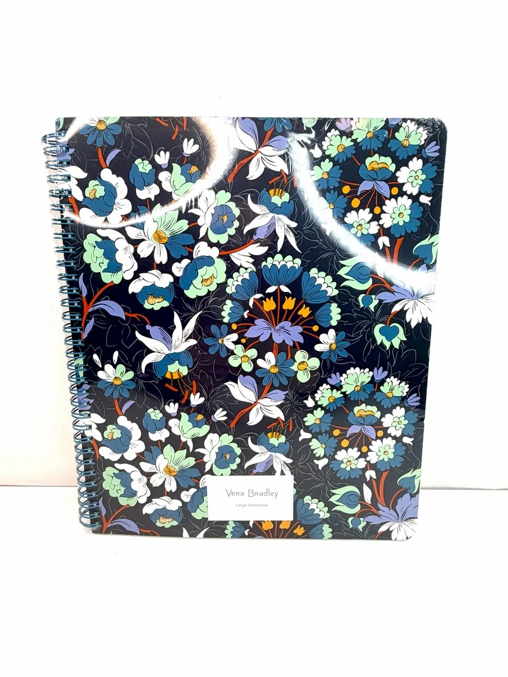 Vera Bradley Blue Floral Burst Large College Lined Spiral Notebook